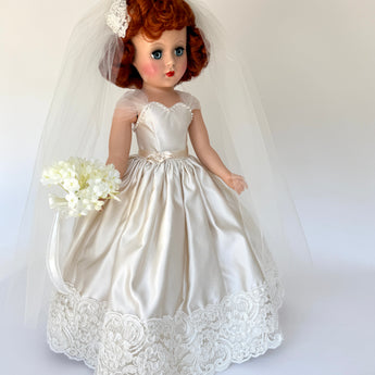 Gigi  Bride Dress - Ecru Satin Gown with Beaded neckline