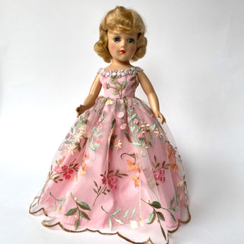 Mother's Day - Pink Taffeta Gown with Embroidered Overlay