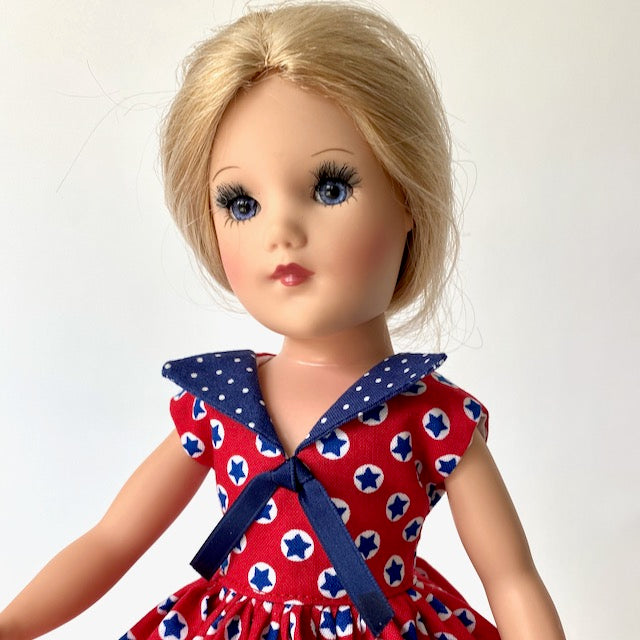 Dress - Anchors Away in Red and Blue print – The Mary Hoyer Doll Company